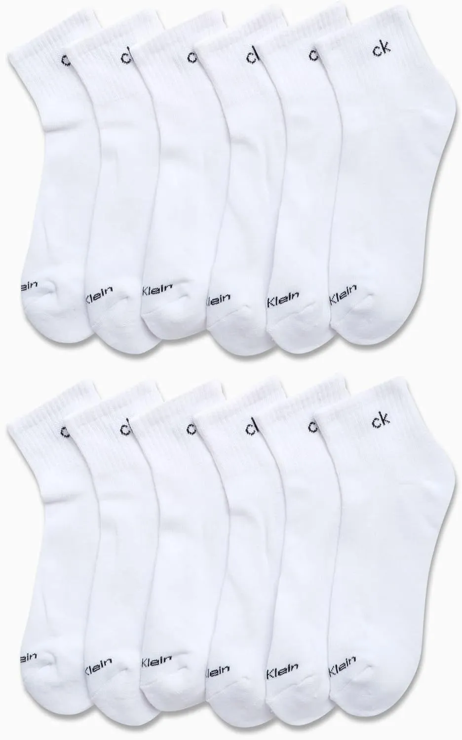 Calvin Klein Men's Quarter Socks - 12 Pack Cushioned Performance Ankle Socks for Everyday and Athletic Wear (Sizes: 7-12)