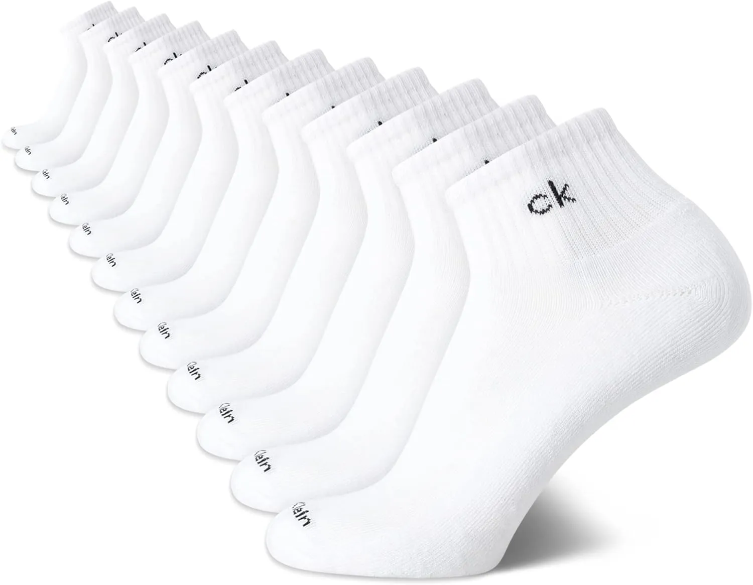 Calvin Klein Men's Quarter Socks - 12 Pack Cushioned Performance Ankle Socks for Everyday and Athletic Wear (Sizes: 7-12)