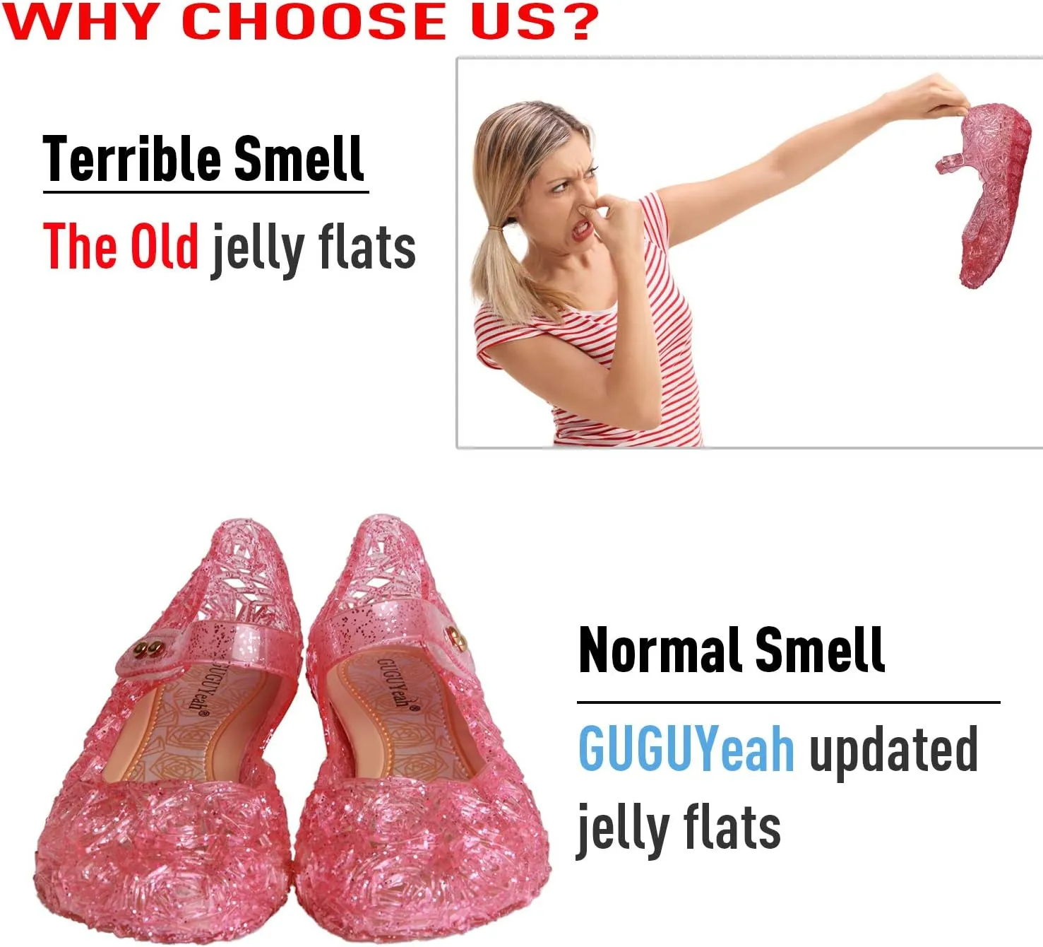 GUGUYeah Princess Costumes Jelly Flats Shoes, Cosplay Birthday Party Dress Up Sandals for Little Girls, Toddler or Kids