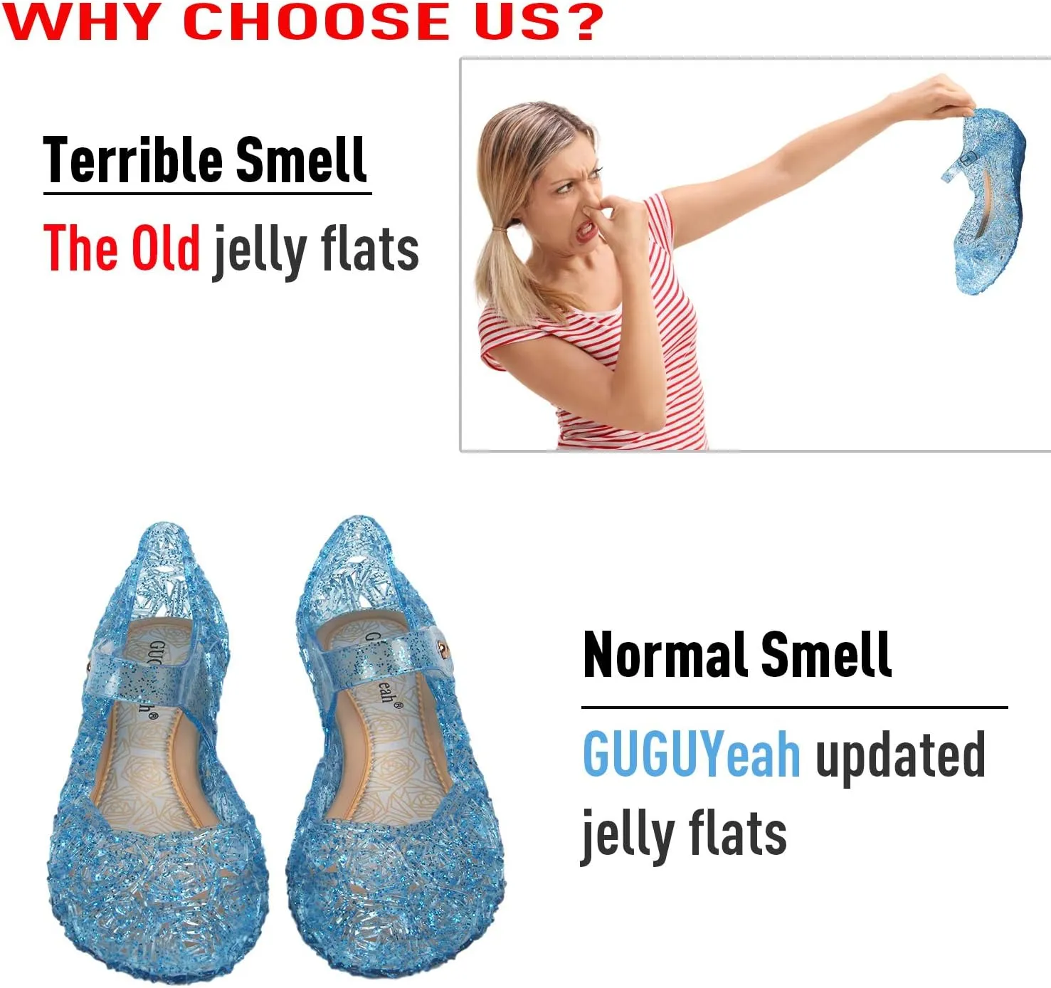 GUGUYeah Princess Costumes Jelly Flats Shoes, Cosplay Birthday Party Dress Up Sandals for Little Girls, Toddler or Kids