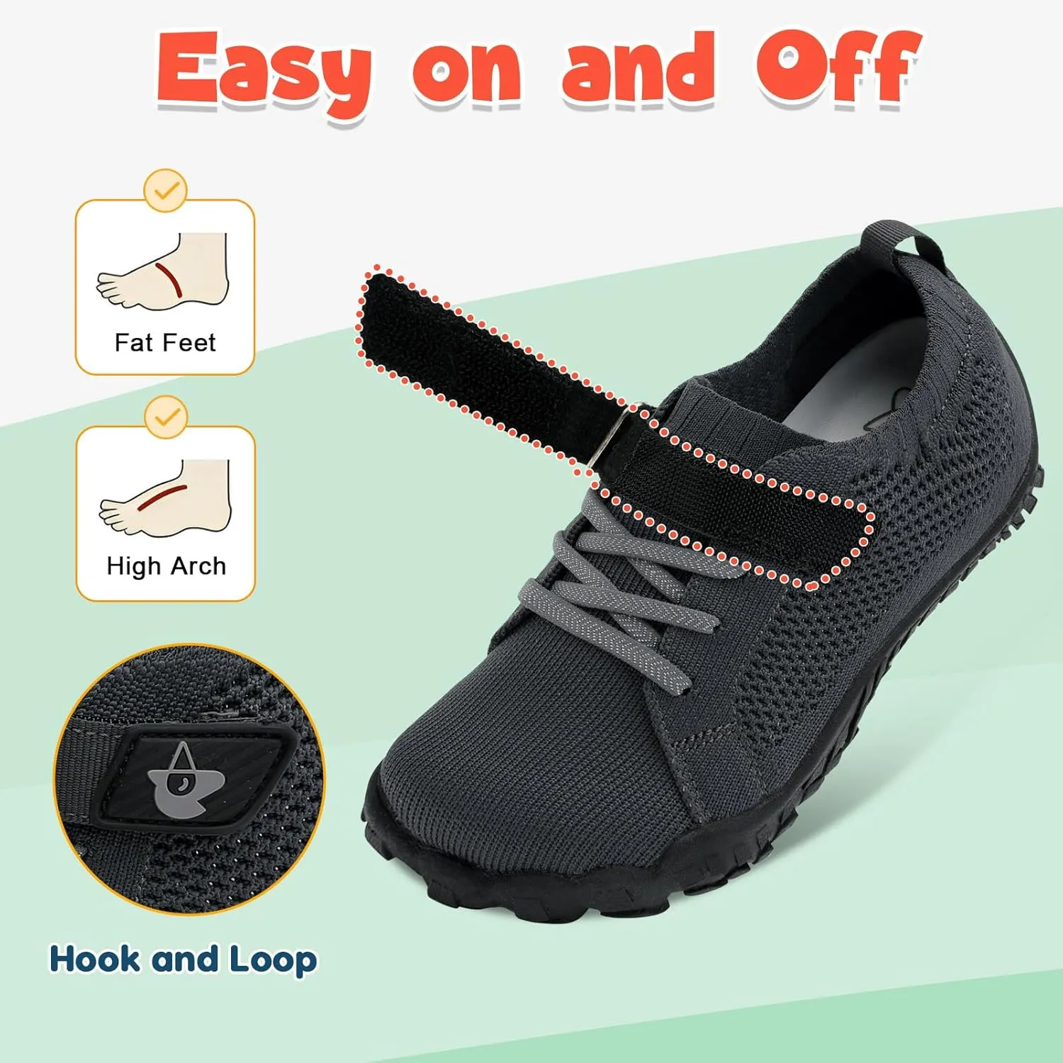 LeIsfIt Kids Girls Boys Shoes Wide Barefoot Shoes Kids Anti-Slip Sneakers Lightweight Hiking Sneakers for Toddler Little Big Kid