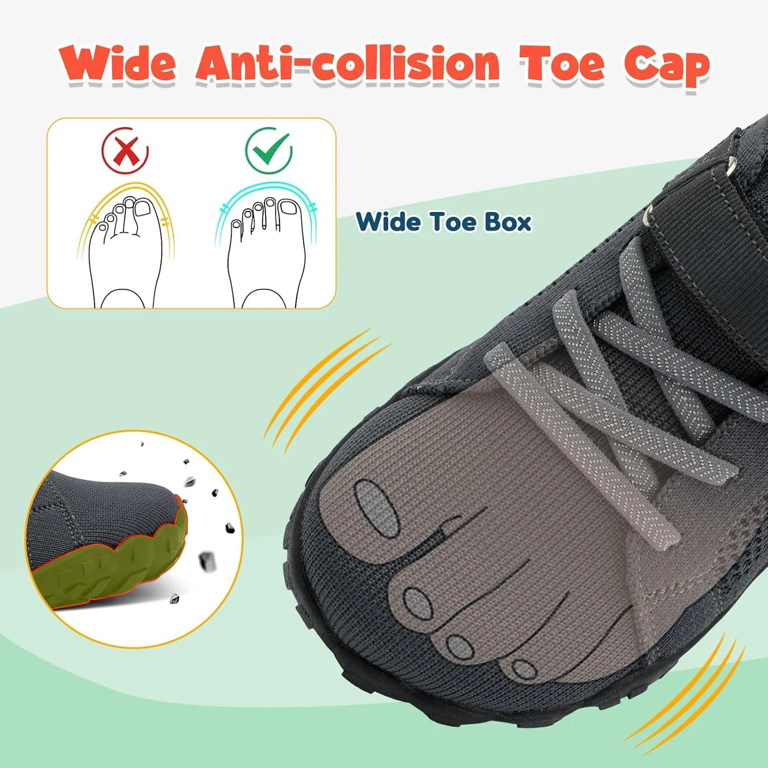 LeIsfIt Kids Girls Boys Shoes Wide Barefoot Shoes Kids Anti-Slip Sneakers Lightweight Hiking Sneakers for Toddler Little Big Kid