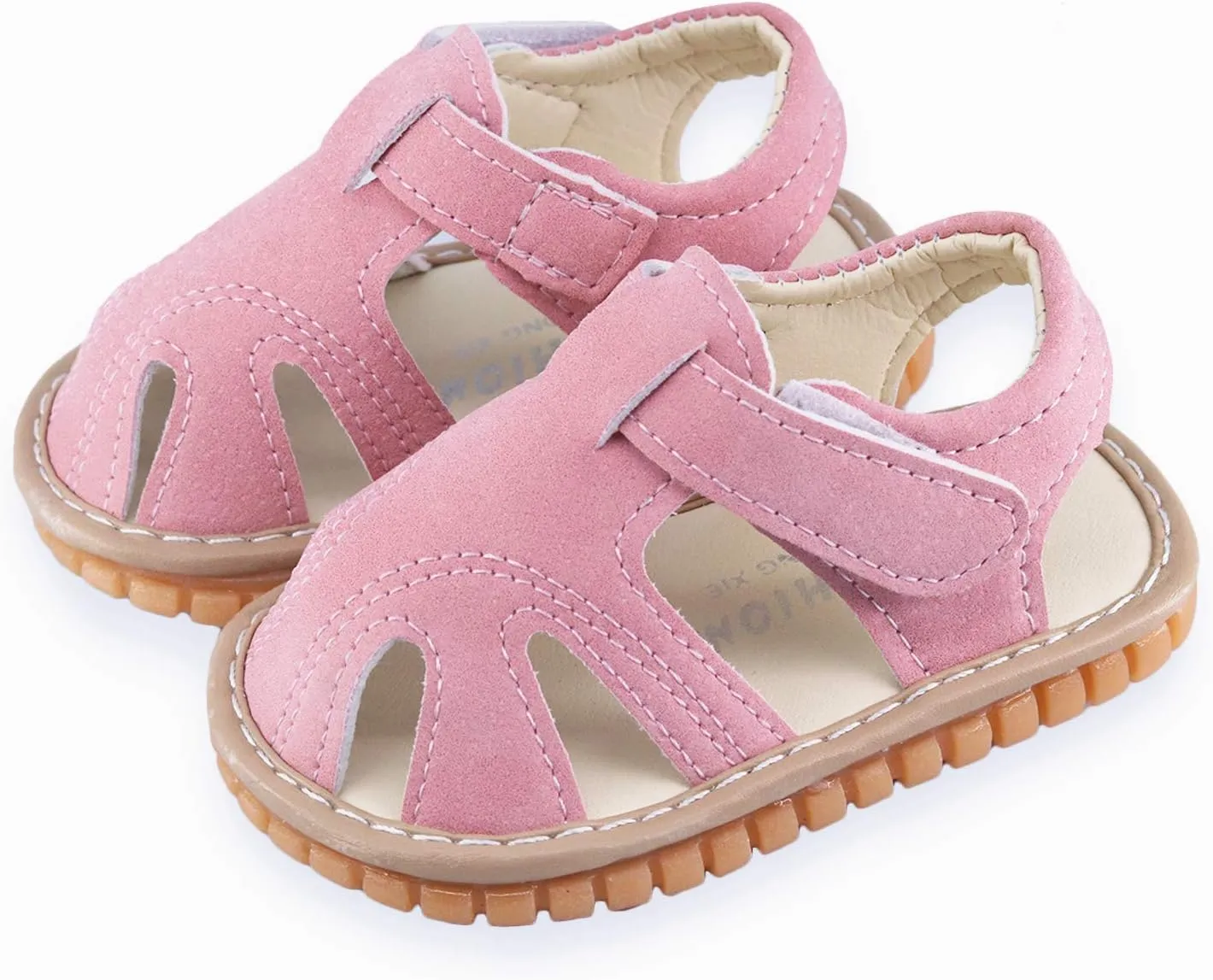 WILLFUN Baby Boy Girl Summer Infant Squeaky Sandals Premium Rubber Sole Closed-Toe Non-Slip Shoes Toddler First Walkers