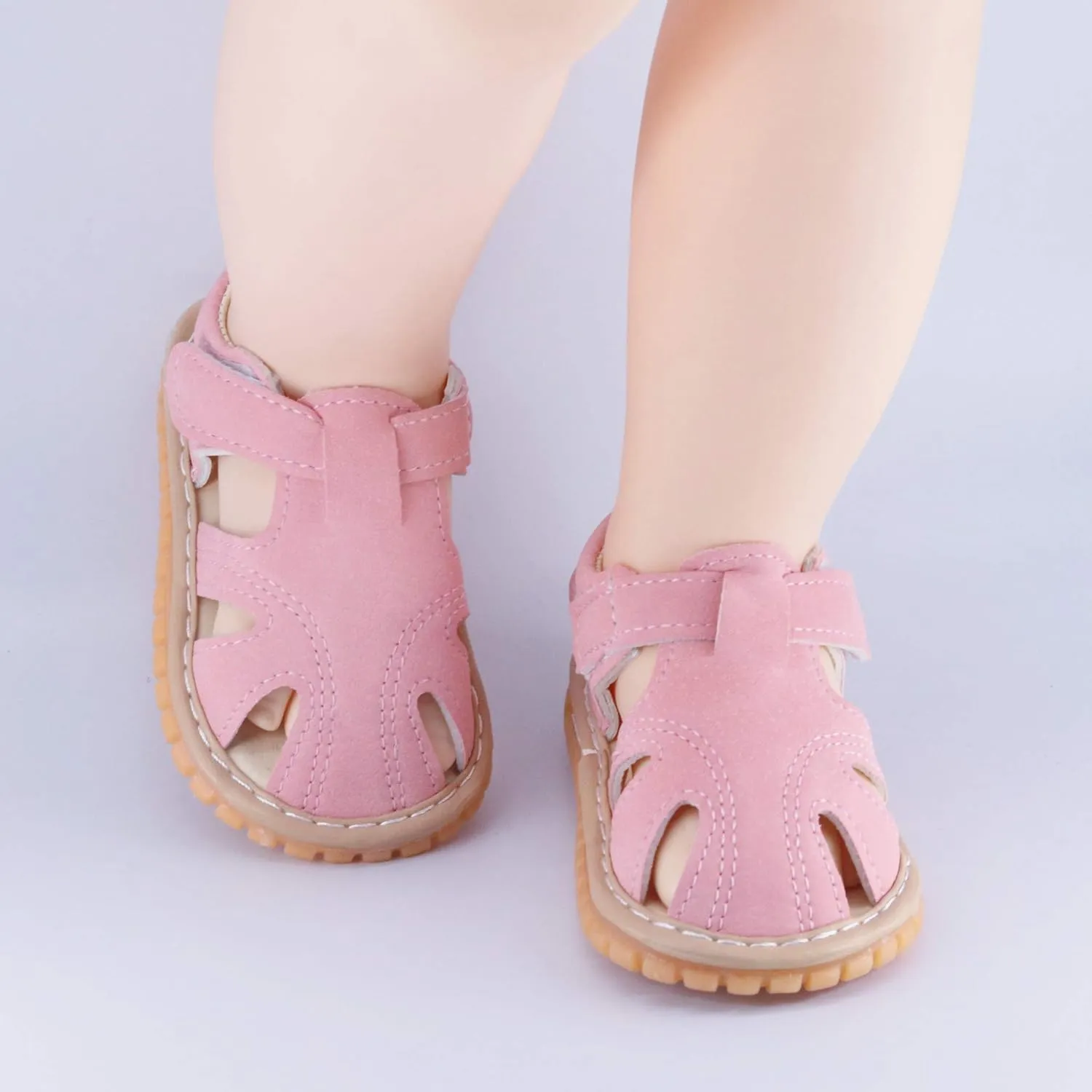 WILLFUN Baby Boy Girl Summer Infant Squeaky Sandals Premium Rubber Sole Closed-Toe Non-Slip Shoes Toddler First Walkers