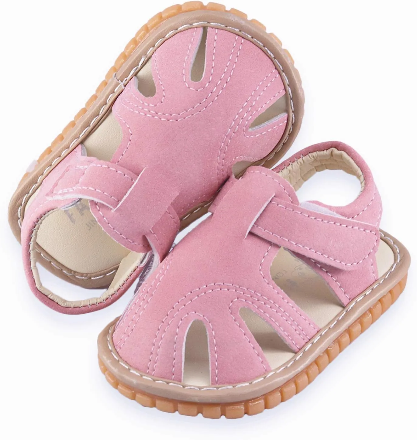 WILLFUN Baby Boy Girl Summer Infant Squeaky Sandals Premium Rubber Sole Closed-Toe Non-Slip Shoes Toddler First Walkers