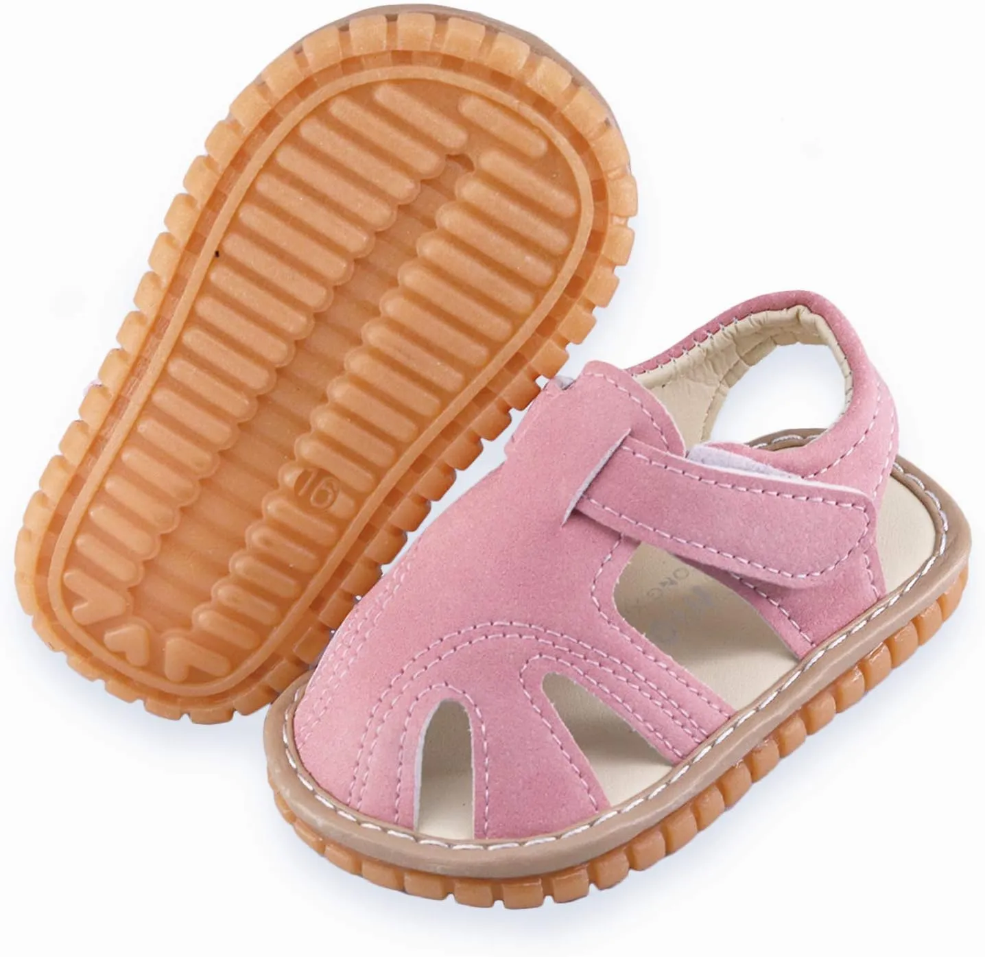 WILLFUN Baby Boy Girl Summer Infant Squeaky Sandals Premium Rubber Sole Closed-Toe Non-Slip Shoes Toddler First Walkers