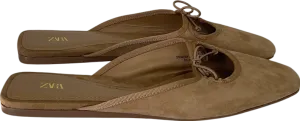 ZARA Beige Suede Bow Tie Flats UK 7 EU 40 👠